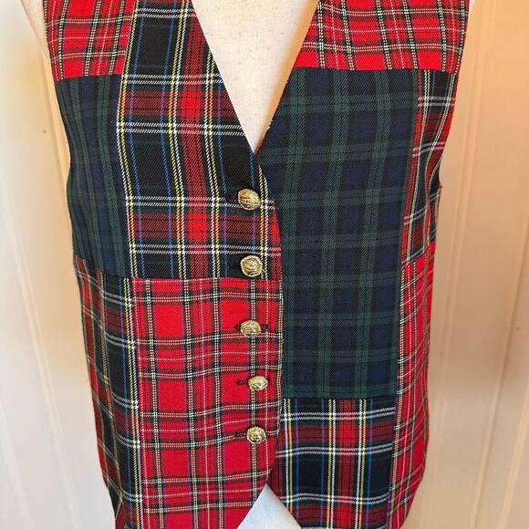 Vintage 90s Academia Plaid Twee Vest 10 - Picture 3 of 7